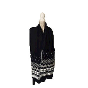 Cejon Knitted Black & White Pearl Detail Blanket Knit Warm Scarf Women